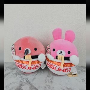 Round 1 takashoji ramen plush neko & flamingo Takashoji flamingo ramen